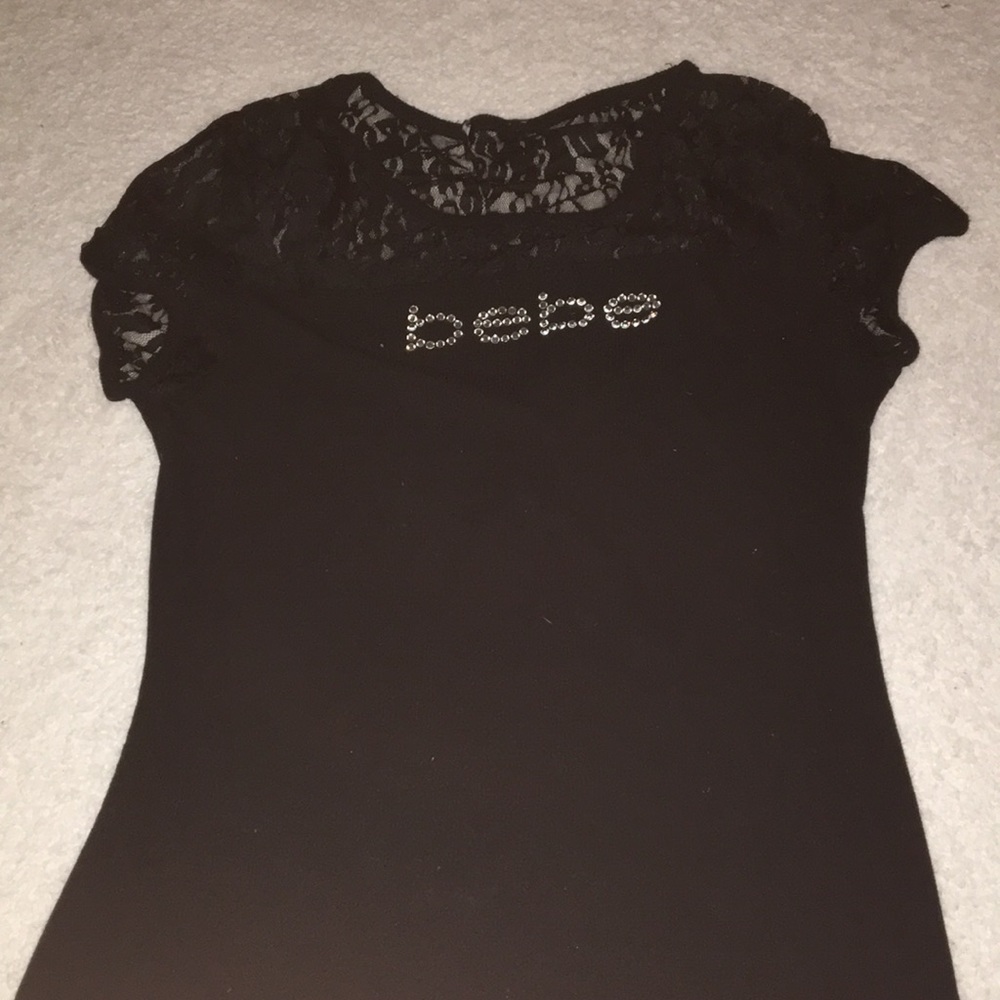 Black lace back Bebe shirt